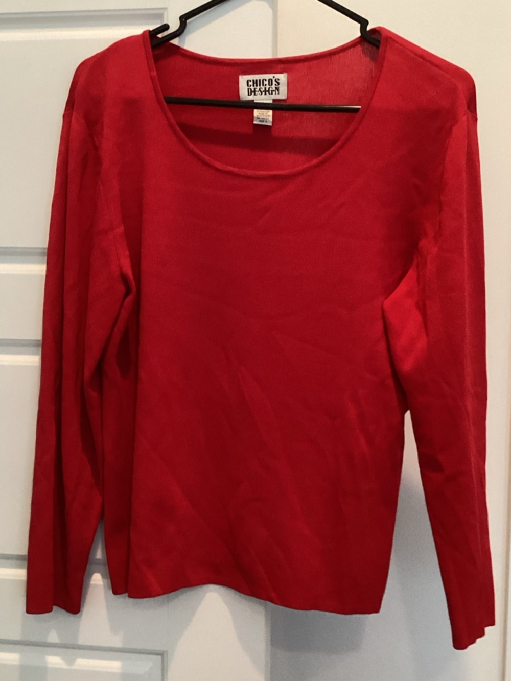 Chico's Bright Red Long Sleeve Scoop Neck Top